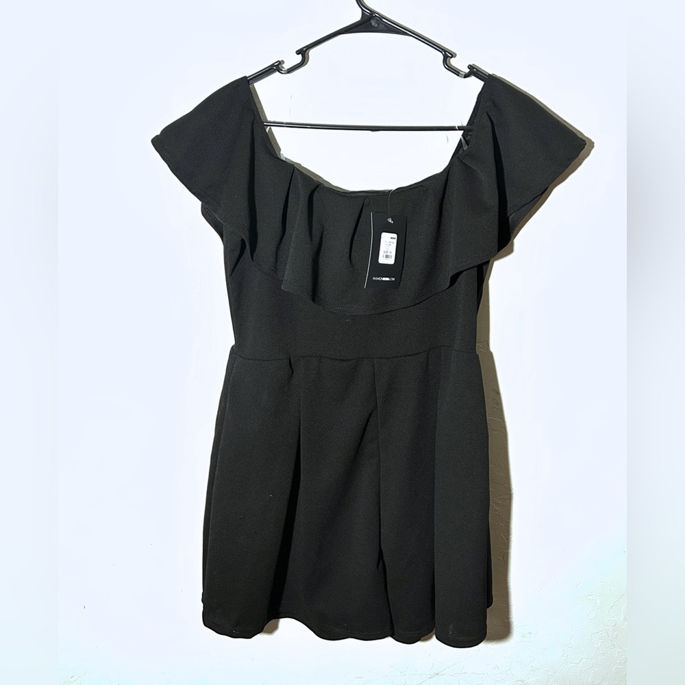 Elegant Black Off-Shoulder Romper